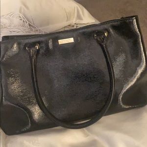 Black leather tote